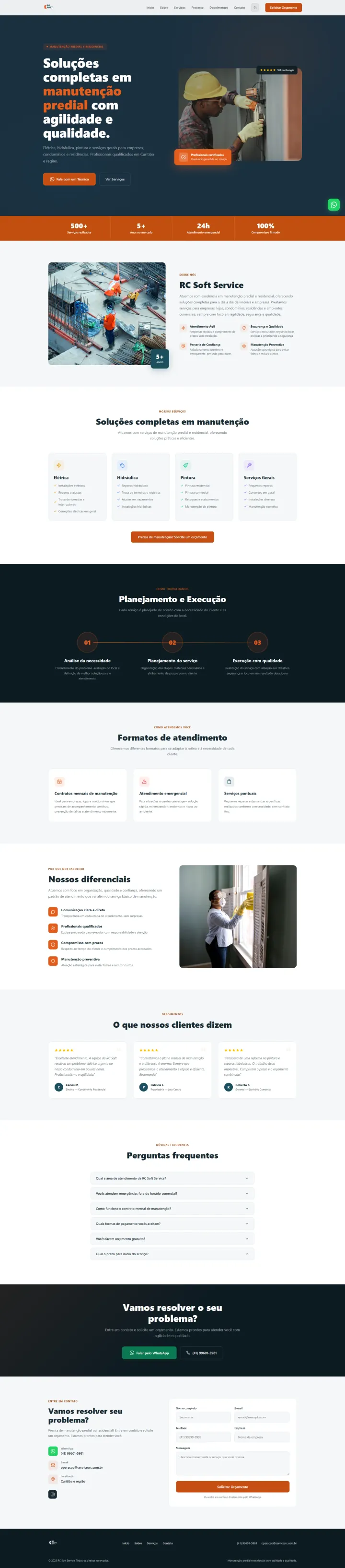 Site desenvolvido para RC Soft Service