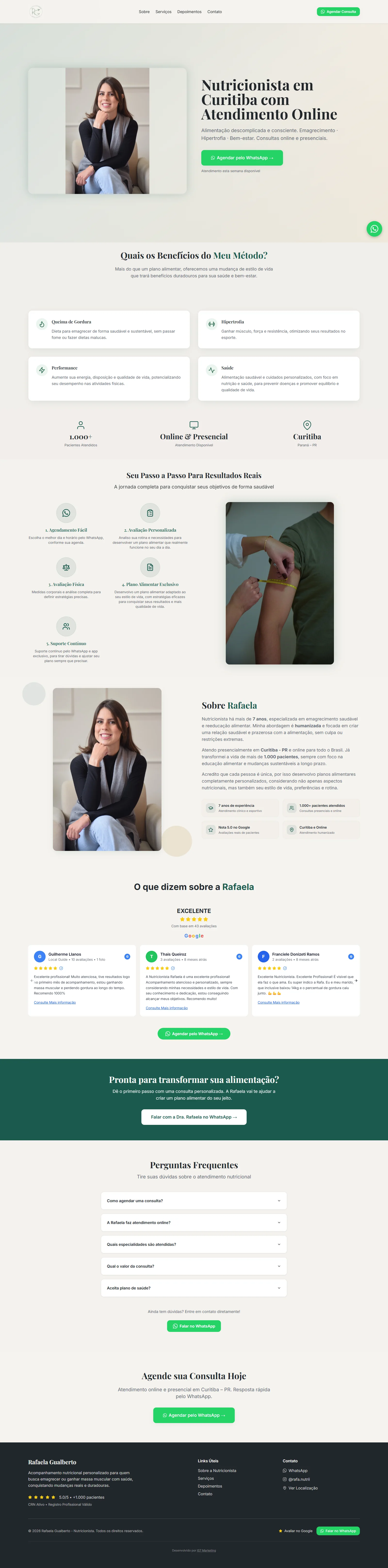 Site desenvolvido para Nutri Rafaela